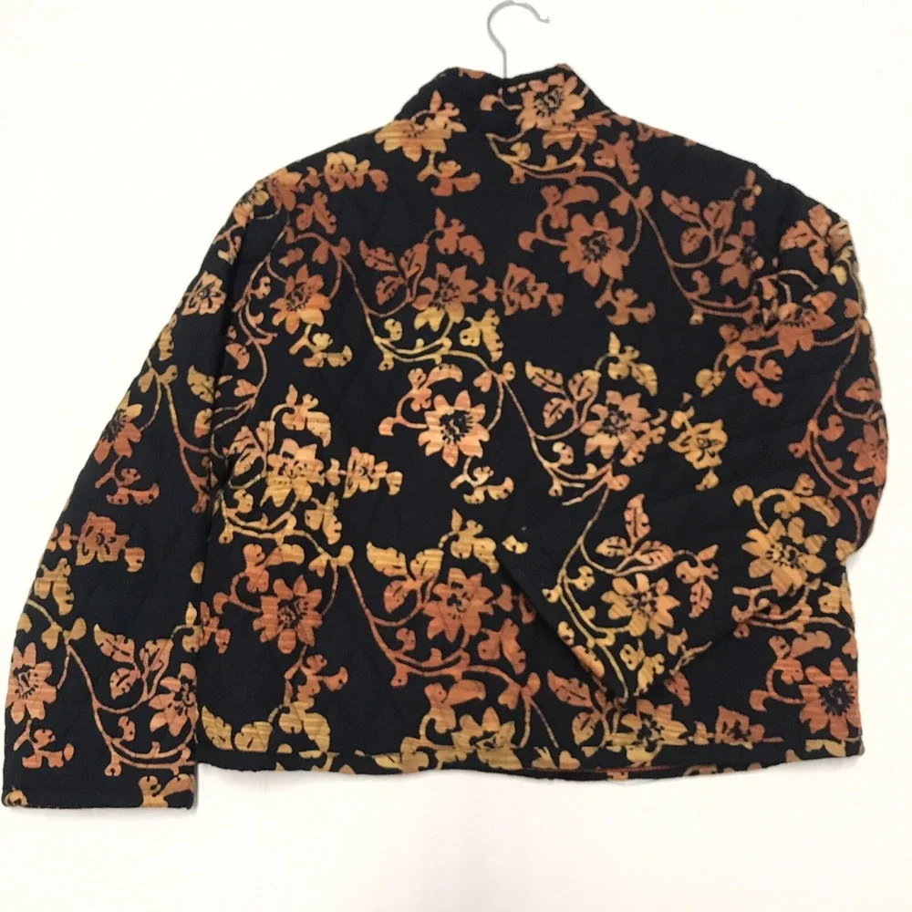 NTCO Nomadic Traders Small Floral Quilted Fall Autumn Colors Black Rust‎ Pockets